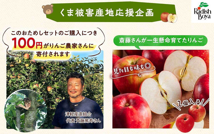 クマ被害支援りんご入りふぞろい食材おためしセット画像